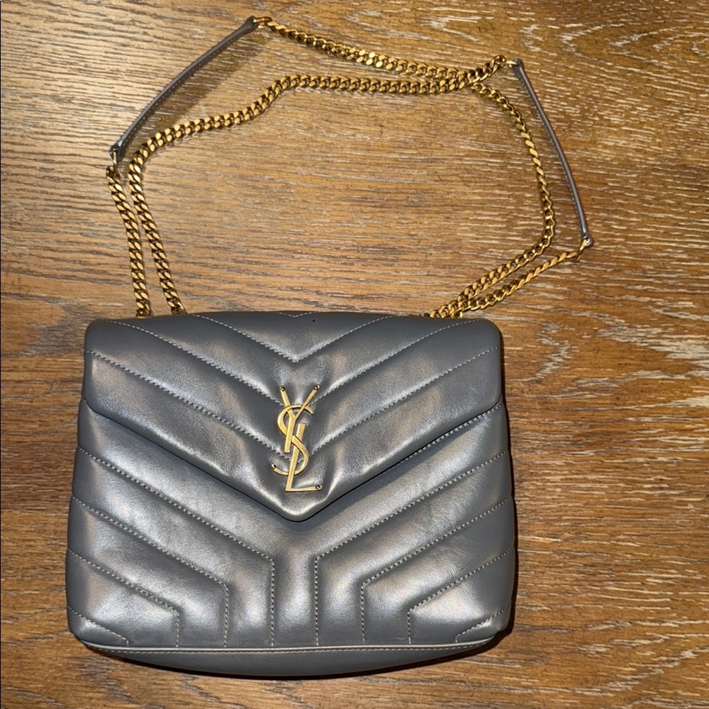 Yves Saint Laurent Gray Quilted Leather Chain Bag